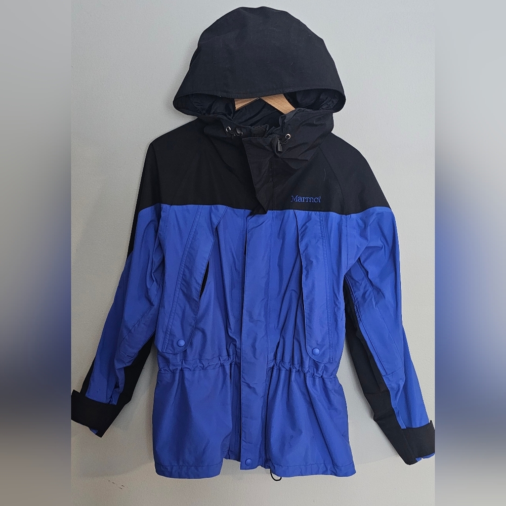 Marmot Gore Tex Ski Jacket Womens Size S Blue Black 2 Ply 3 Ply Winter Snow Coat
